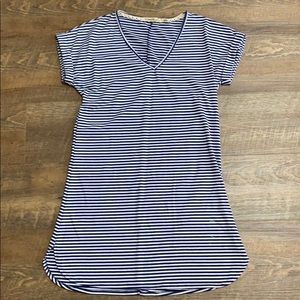 Blue and white striped T-shirt dress